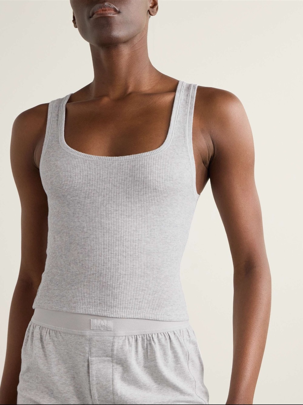 SKIMS Cotton Rib Tank Light Heather Grey Size L